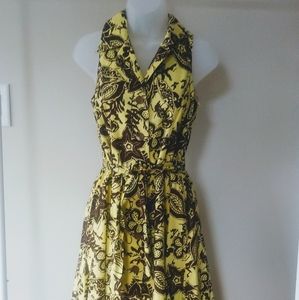 Talbots Yellow/Brown Sleeveless Dress